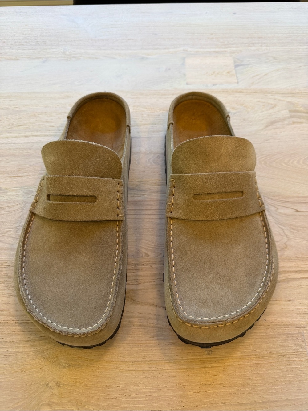 Birkenstock Men's Suede Penny Loafers in Tan